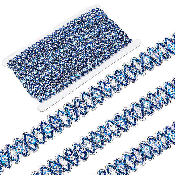 12m цветочная филигранная волнистая кружевная лента с пайетками, для аксессуаров одежды, плоский