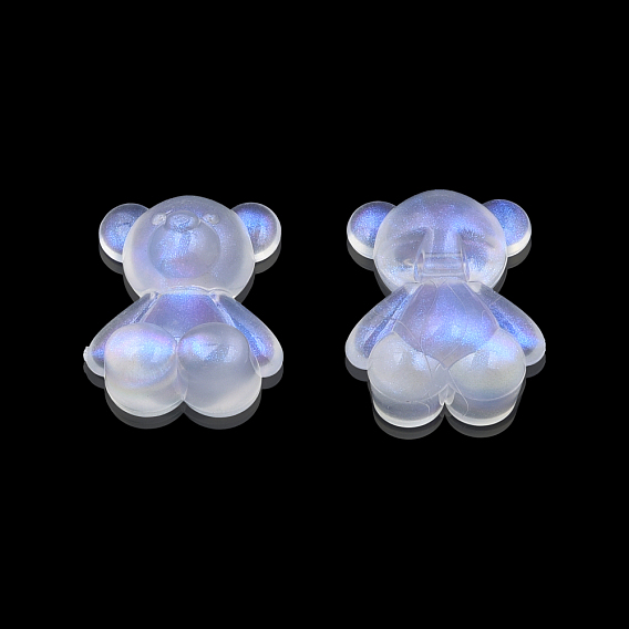 Прозрачные акриловые бусины, с блеском порошок, медведь