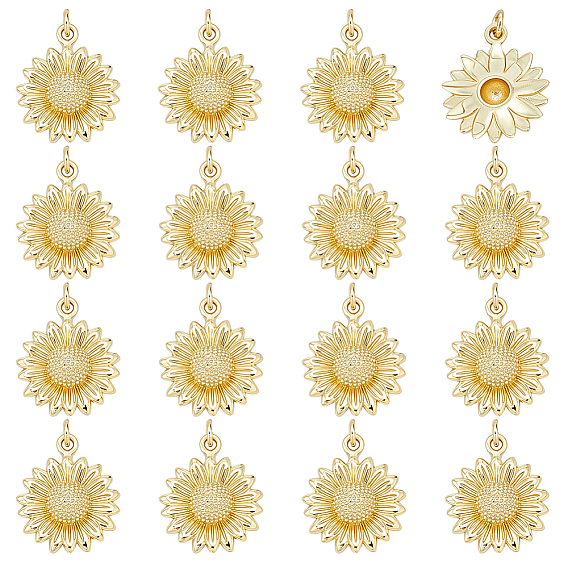 16 латунные подвески шт., долговечный, цветок, с целью перехода в кольце