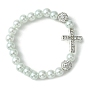 Glass Pearl & Alloy Rhinestone Cross Beaded Stretch Bracelet