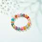 Natural Weathered Agate(Dyed) Round Beaded Stretch Bracelet, Gemstone Jewelry for Women