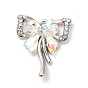 Rack Plating Alloy Rhinestone Pendants, with Glass, Cadmium Free & Lead Free, Bowknot Charms