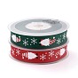 Polyester Ribbon, Single Face Printed, for Christmas Gift Wrapping, Party Decorate, Father Christmas & Snowflake Pattern
