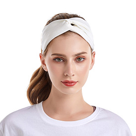 Elastic Solid Color Headband for Leisure Vacation Makeup Face Washing Crossed Hair Band