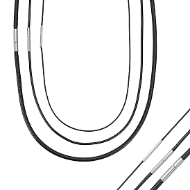 6 шт. 3 стили изготовление ожерелий из черного вощеного шнура, с 304 нержавеющей стали застежки