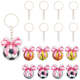 Наборы для ключей, включая прозрачные акриловые подвески с печатью и разъемные железные брелоки для ключей., бантик с футбольным мячом