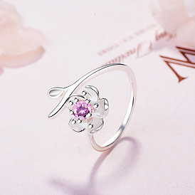 Cherry Blossom Ring for Women - Cute and Elegant Flower Design with Diamonds