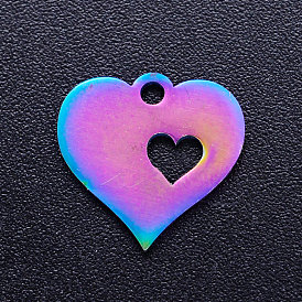 Ion Plating(IP) 201 Stainless Steel Stamping Blank Tag Charms, Heart