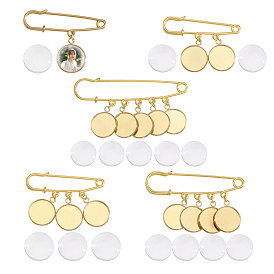 Брошь из стальных булавок повышенной прочности, плоско-круглые, со стеклянными кабошонами 