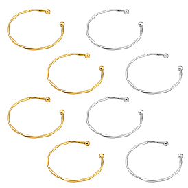 8шт. 2 браслеты-манжеты из сплава разных цветов, браслеты с закручивающимся торсионом для женщин