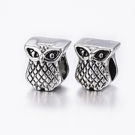 304 из нержавеющей стали европейские шарики, бусины с большим отверстием, сова