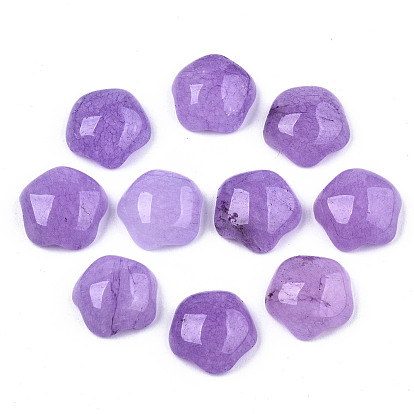 Cabochons de jade blanc naturel, teint, moyen orchidée, étoiles