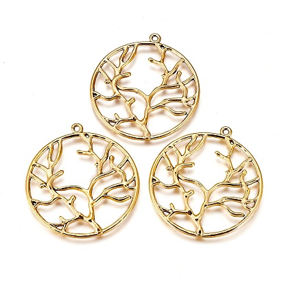 Металлический сплав дерево жизни подвесками, без кадмия и без свинца, 44x40x2 мм, отверстие : 2 мм