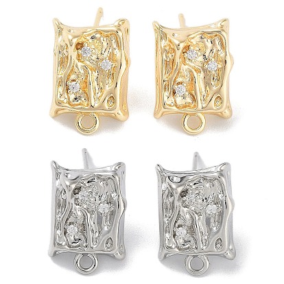 Латунные серьги-гвоздики из циркония, без кадмия, без никеля и без свинца, прямоугольные