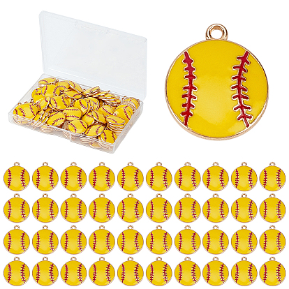 128 шт. Подвески из сплава эмали, бейсбольный шарм, золотые