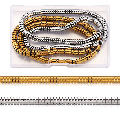 2 нити 2 цвета гальваники немагнитный синтетический гематит бусины разделители нити, Heishi бусы, Плоский круглый / диск