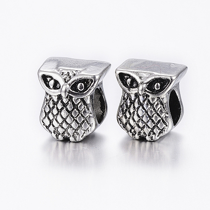 304 из нержавеющей стали европейские шарики, бусины с большим отверстием, сова
