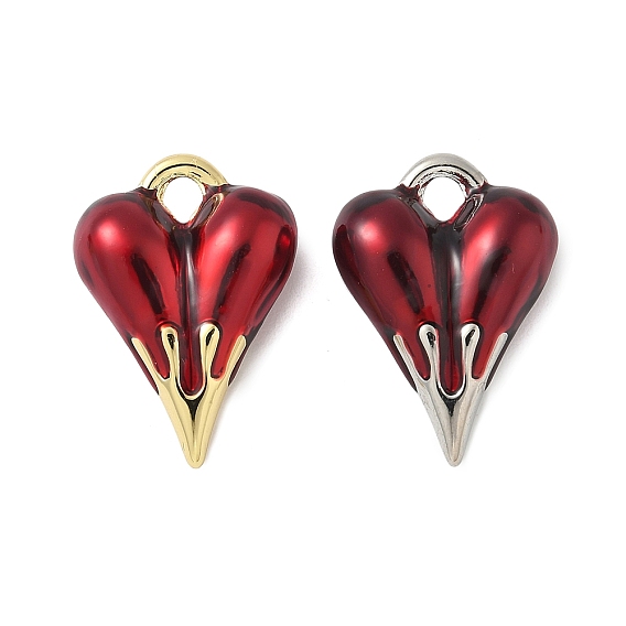 Латунь эмаль подвески, шарма сердца, без свинца и без кадмия, долговечный, стойки покрытие