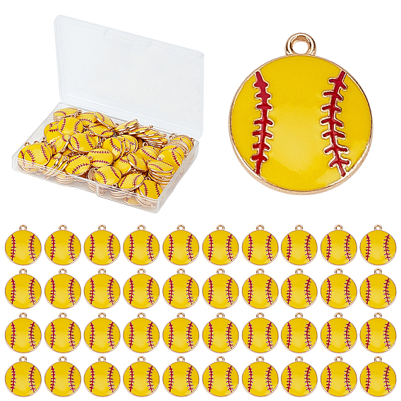 128 шт. Подвески из сплава эмали, бейсбольный шарм, золотые