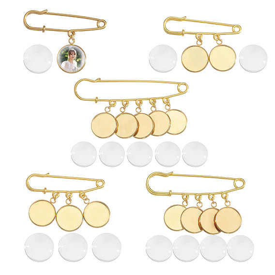 Брошь из стальных булавок повышенной прочности, плоско-круглые, со стеклянными кабошонами 