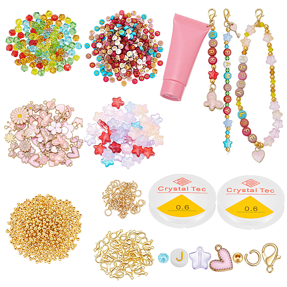 DIY Jewelry Kits, Including Zinc Alloy Lobster Claw Clasps, Glass Beads, Acrylic Bead and Alloy Enamel Charms, Mixed Shapes