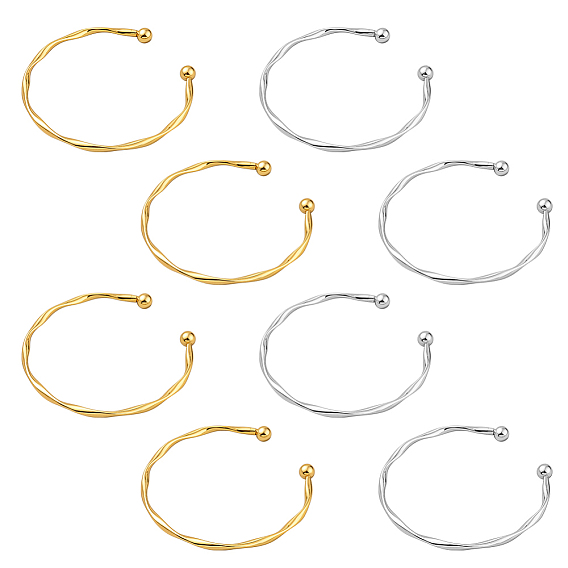 8шт. 2 браслеты-манжеты из сплава разных цветов, браслеты с закручивающимся торсионом для женщин