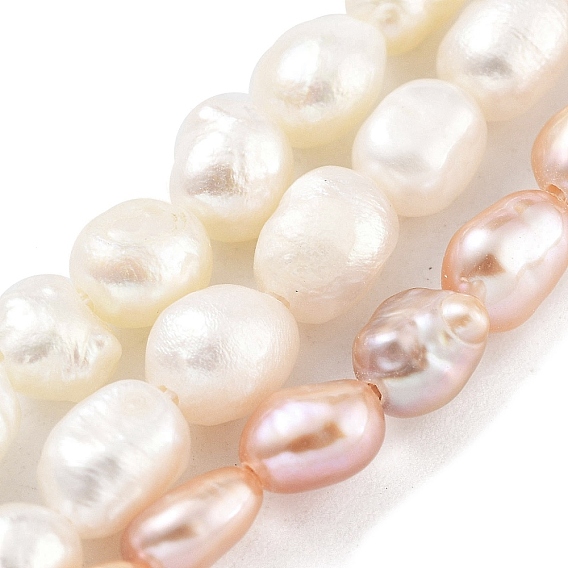Нити из натурального культивированного пресноводного жемчуга, двух сторон полированной