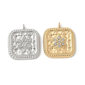 304 из нержавеющей стали горный хрусталь подвески, прямоугольник амулеты, ионное покрытие (ip)