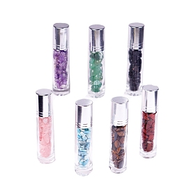 Glass Roller Ball Bottles, Essential Oil Refillable Bottle, with Gemstone Chip Beads, for Personal Care