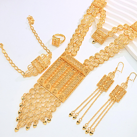 Наборы браслетов, сережек, ожерелий и колец из сплава в форме полого прямоугольника для женщин