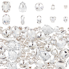 100Шитье со стразами, стекло кристалл горный хрусталь, с платиновой оправой, аксессуары для одежды