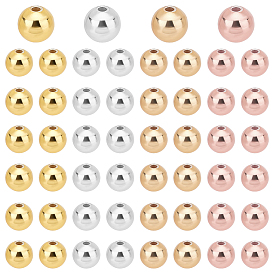 60шт 4 цвета стойка покрытие латунные бусины, без кадмия и без свинца, круглые