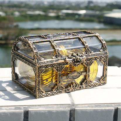 Rectangle Plastic Transparent Antique Pirate Treasure Boxes, Treasures Collection Storage Chest, Halloween Pirate Cosplay Party Home Decoration