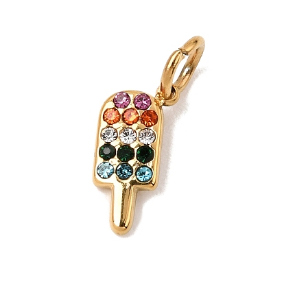 304 Stainless Steel Rhinestone Pendants, Ice Cream Charms