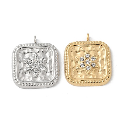 304 из нержавеющей стали горный хрусталь подвески, прямоугольник амулеты, ионное покрытие (ip)