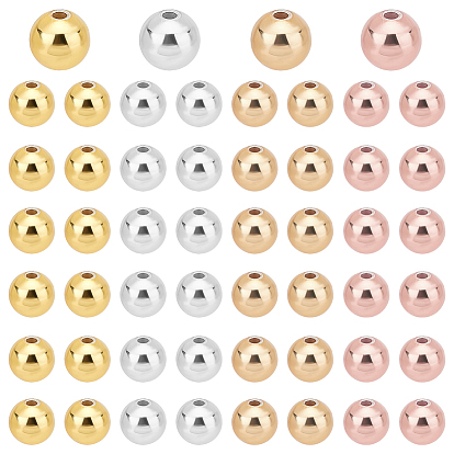 60шт 4 цвета стойка покрытие латунные бусины, без кадмия и без свинца, круглые