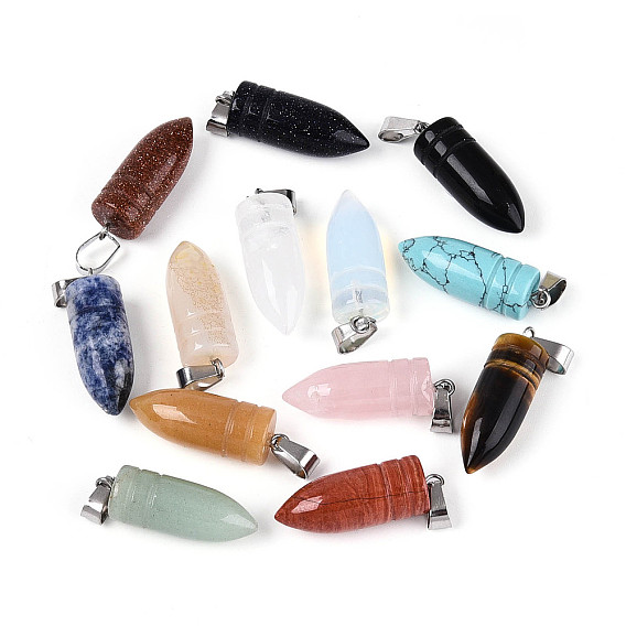 Драгоценный камень подвески, пулевые чары, с защелкой из нержавеющей стали на поручнях, цвет нержавеющей стали