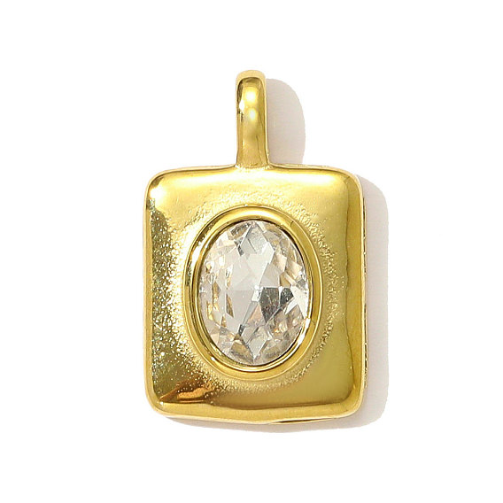 304 нержавеющая сталь с подвесками из кубического циркония, прямоугольные, ионное покрытие (ip), реальный 18 k позолоченный