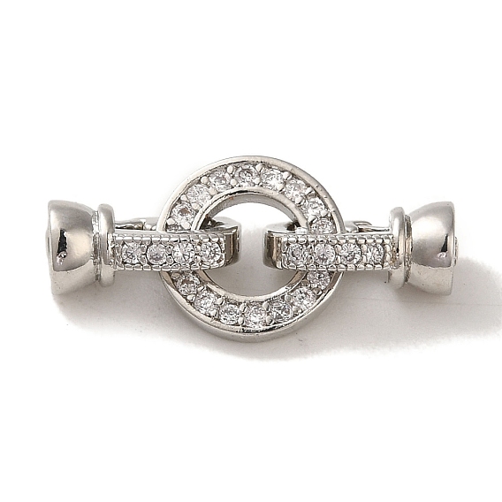 Стойка покрытие латунь проложить прозрачный кубический цирконий застегнуть застежки, долговечный, без кадмия и без свинца, плоско-круглые