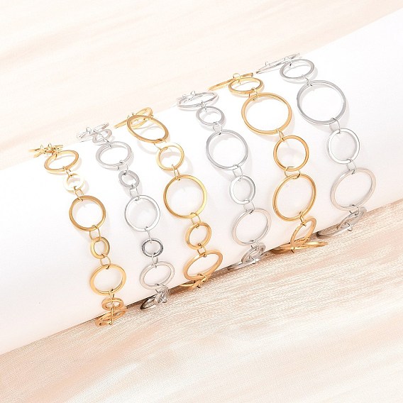 304 женские браслеты-цепочки со звеньями из нержавеющей стали, кольцо