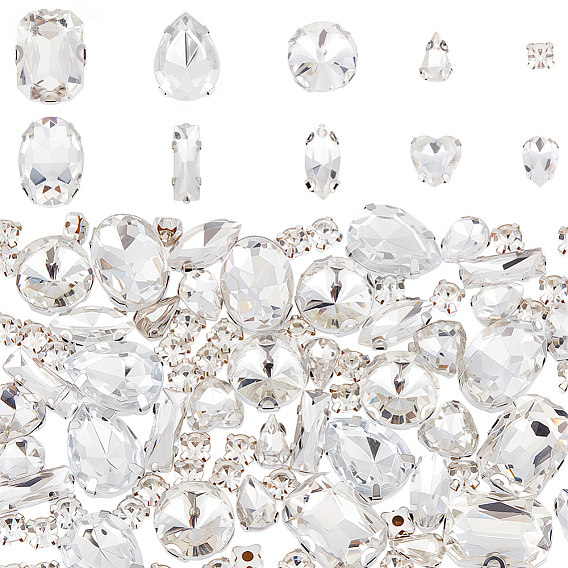 100Шитье со стразами, стекло кристалл горный хрусталь, с платиновой оправой, аксессуары для одежды