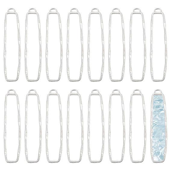 20Pcs Alloy Open Back Bezel Big Pendants, For DIY UV Resin, Epoxy Resin, Pressed Flower Jewelry, Rectangle
