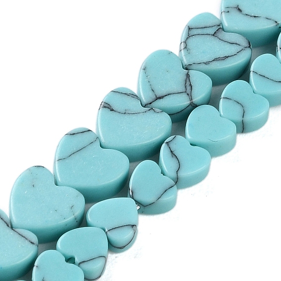 Синтетических нитей бирюзовые бусы, сердце