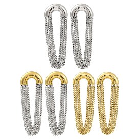 304 Stainless Steel Tassel Chain Stud Earrings for Women