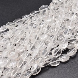 Natural Quartz Crystal Nuggets Beads Strands, Rock Crystal Beads, Tumbled Stone, 9~12x8~13x5~7mm, Hole: 1mm, about 15.3 inch ~15.7 inch