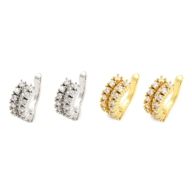Rack Plating Brass Cubic Zirconia Cuff Earrings for Women, Long-Lasting Plated, Lead Free & Cadmium Free