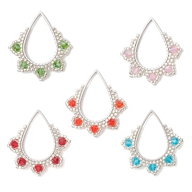 Подвески из стеклянного бисера Miyuki Delica, слезинки, с нержавеющей сталью и стеклом, цвет нержавеющей стали