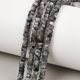 Натуральные нити бус из ларвикита, граненые, шестиугольник