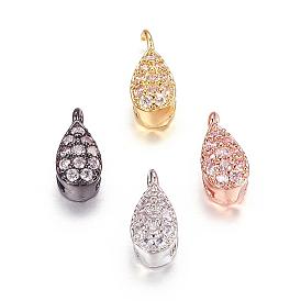 Brass Micro Pave Cubic Zirconia Charms, Drop
