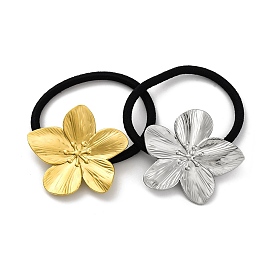 304 Stainless Steel Hair Ties, with Nylon Cord, Flower